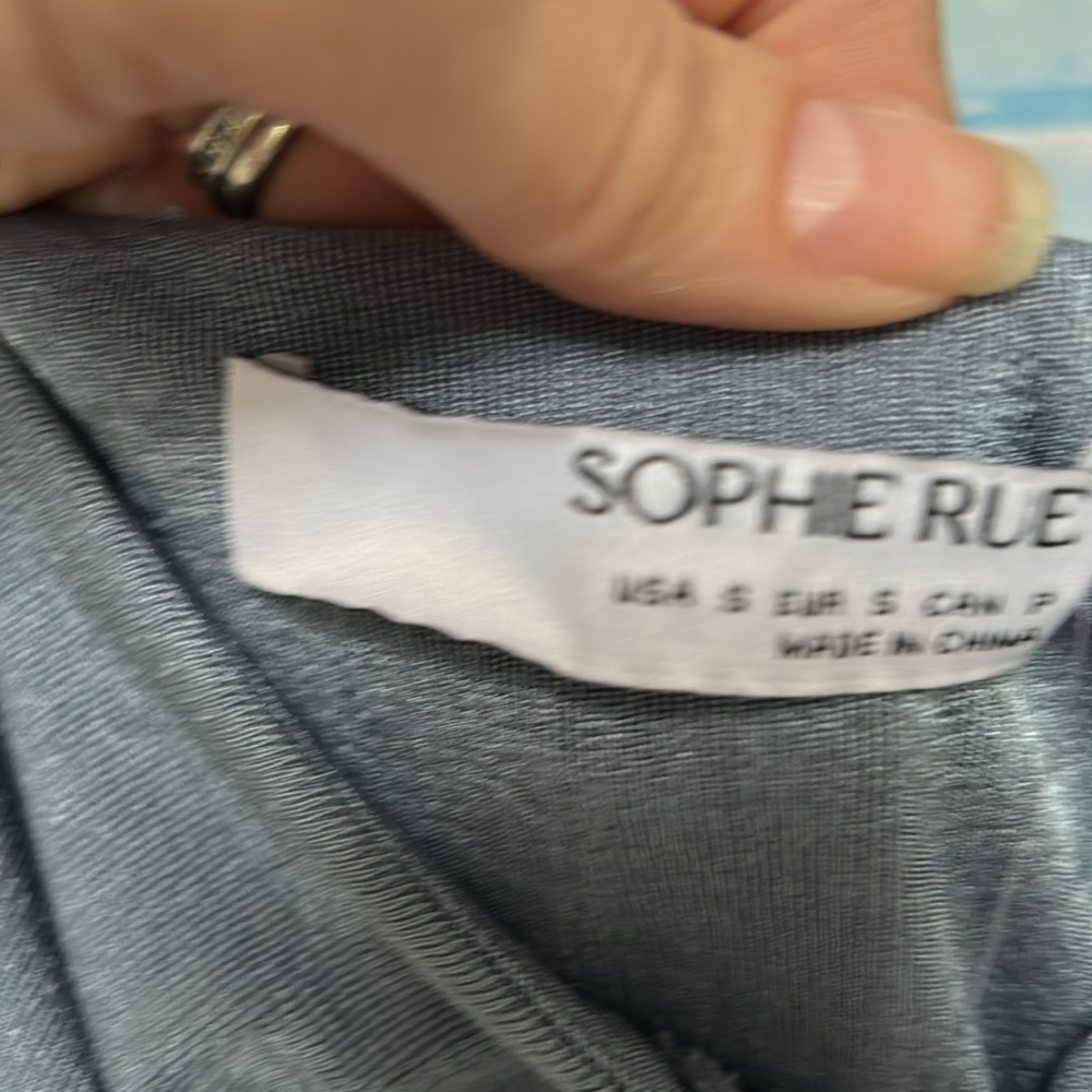 Sophie Rue Slate Blue Ruched Blouse - Picture 4 of 7